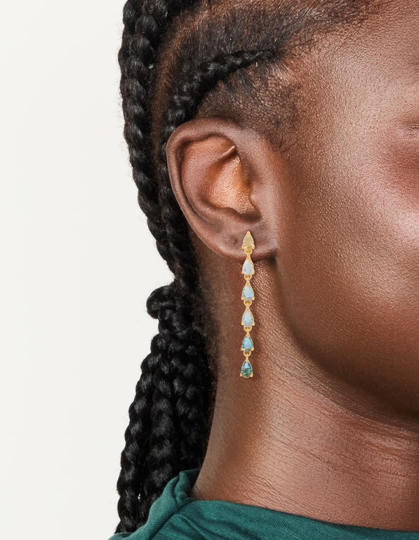Gold Plated Long Cubic Zirconia Drop Earrings