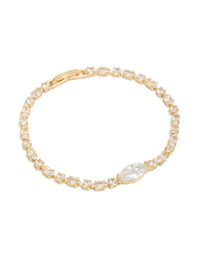Gold Plated Cubic Zirconia Chunky Tennis Bracelet - link has visual effect only