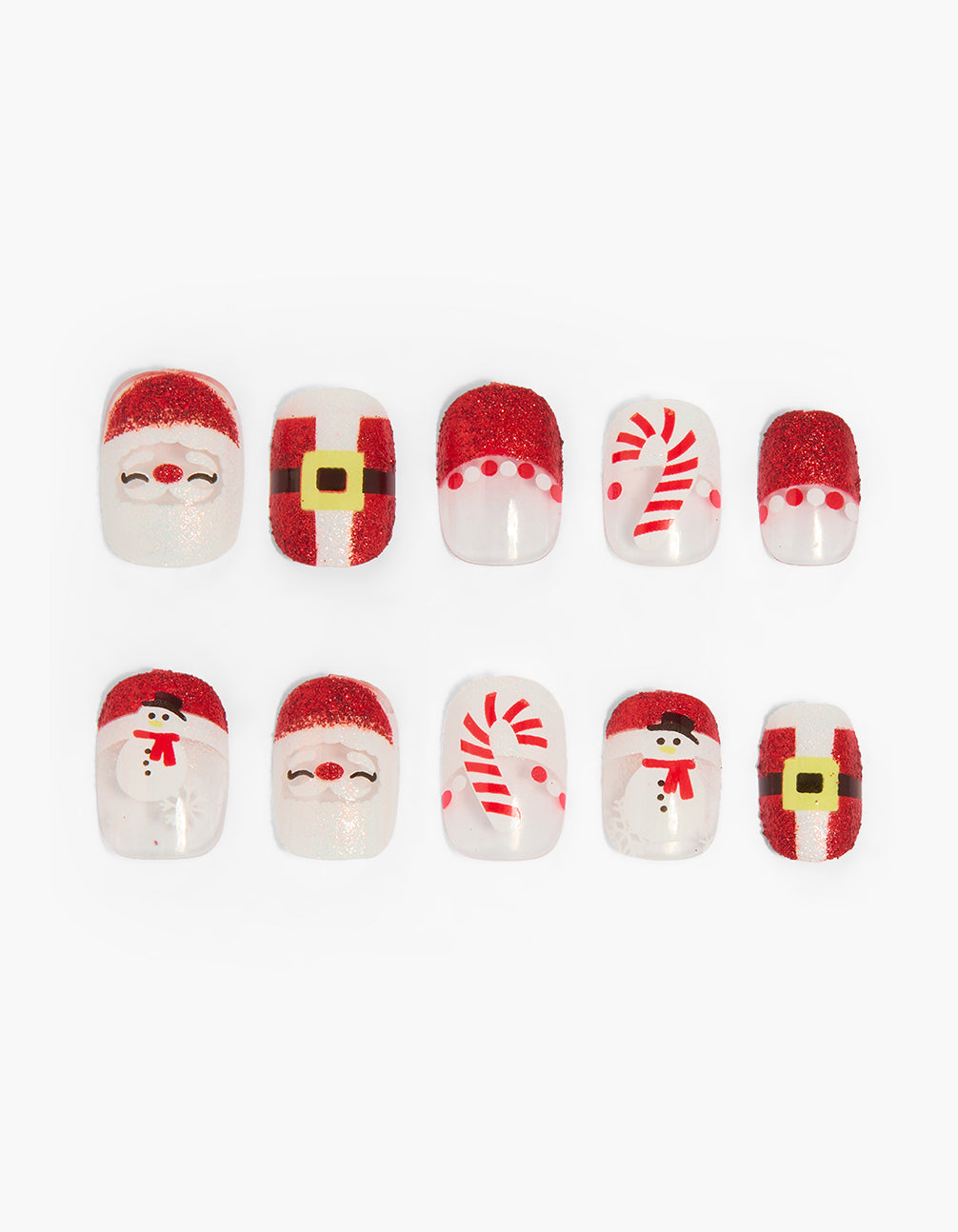 Santa Candy Cane Press On Nail Set