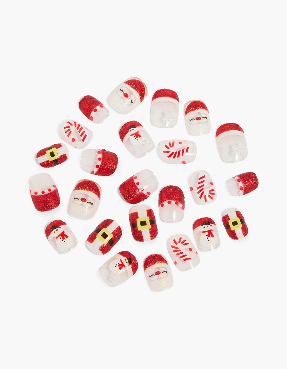 Santa Candy Cane Press On Nail Set