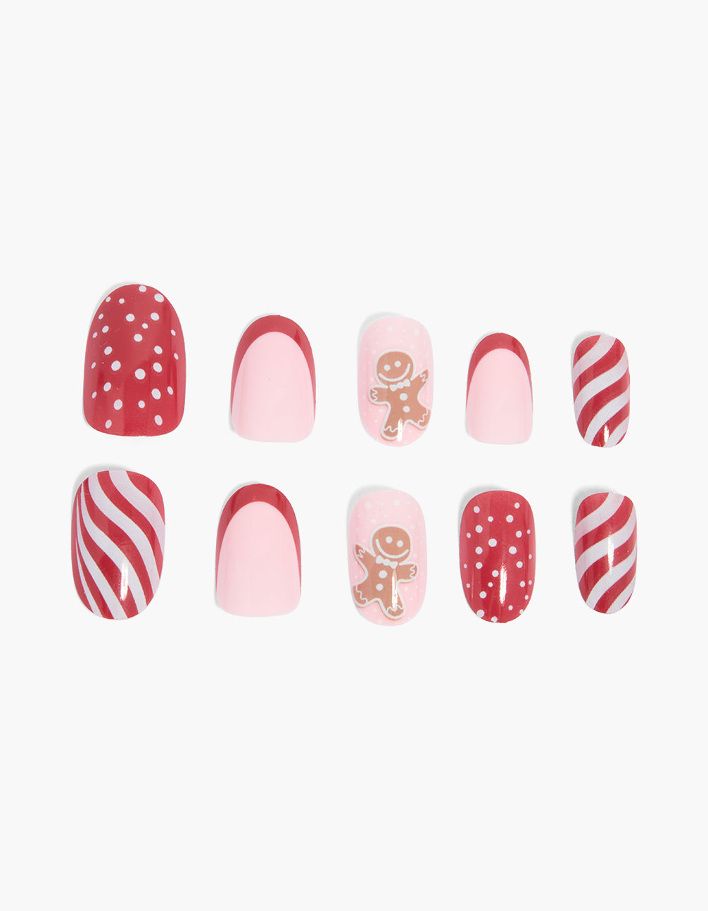 Gingerbread Man & Candy Cane Nail Set