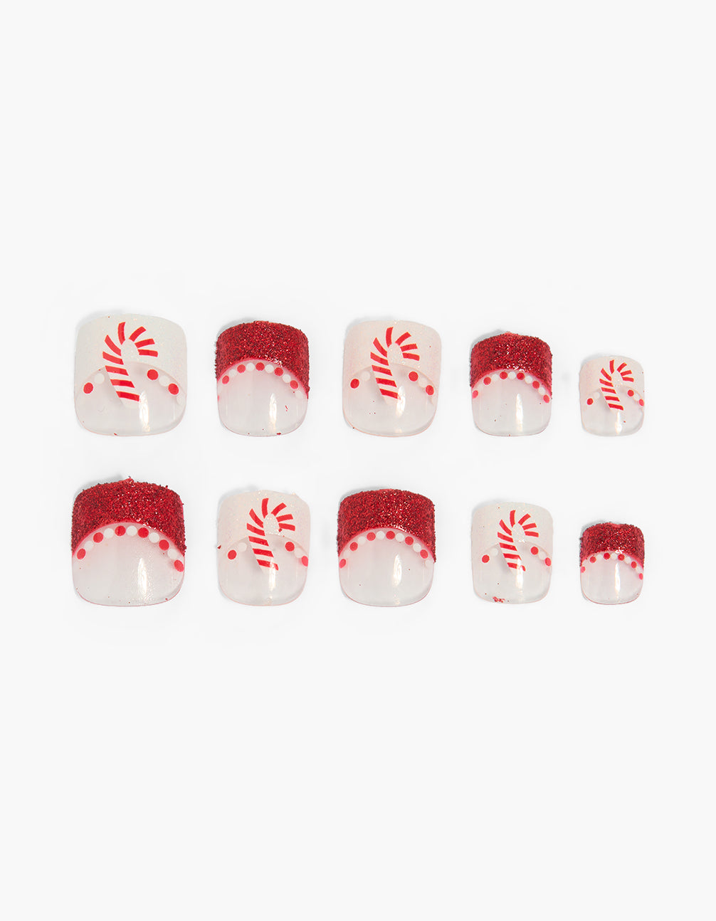 Candy Cane Tip Press On Nail Set