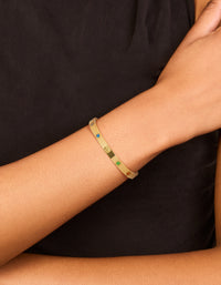 Waterproof Gold Plated Stainless Steel Cubic Zirconia Flower Inlay  Bangle - link has visual effect only