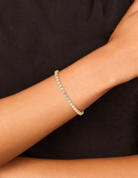 Waterproof Gold Plated Stainless Steel Cubic Zirconia Tennis Toggle Bracelet - link has visual effect only