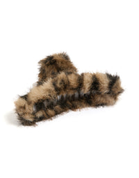 Leopard Pink Faux Fur Animal Claw Clip - link has visual effect only