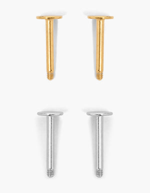 Mixed Metal Plated Surgical Steel Flat Back Posts 4-Pack