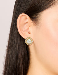 Gold Plated Cubic Zirconia & Pearl Stud Earrings - link has visual effect only