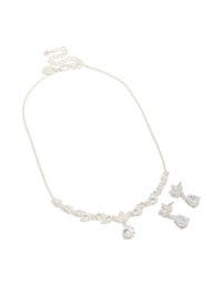 Silver Plated Large Vine Cubic Zirconia Necklace & Earrings Set - link has visual effect only