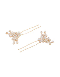 Gold Diamante Flower Cluster Pins 2-Pack - link has visual effect only