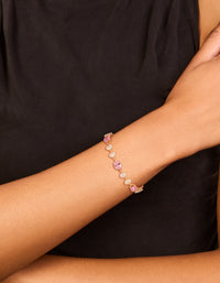 Gold Clear & Pink Diamantes Bracelet - link has visual effect only