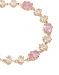 Gold Clear & Pink Diamantes Bracelet - link has visual effect only