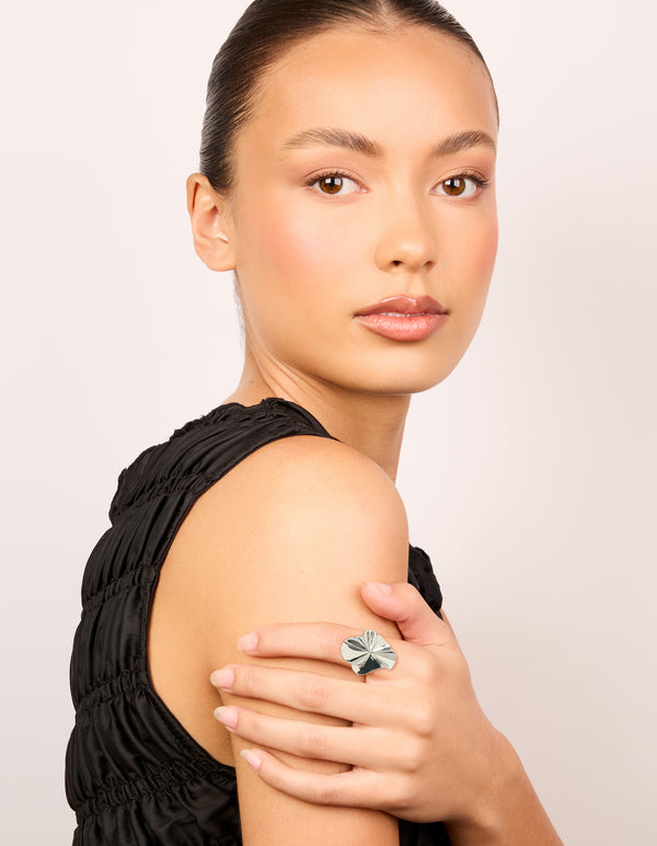 Silver Plated Organic Fan Ring