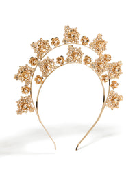 Gold Pearl Double Row Flower Headband - link has visual effect only