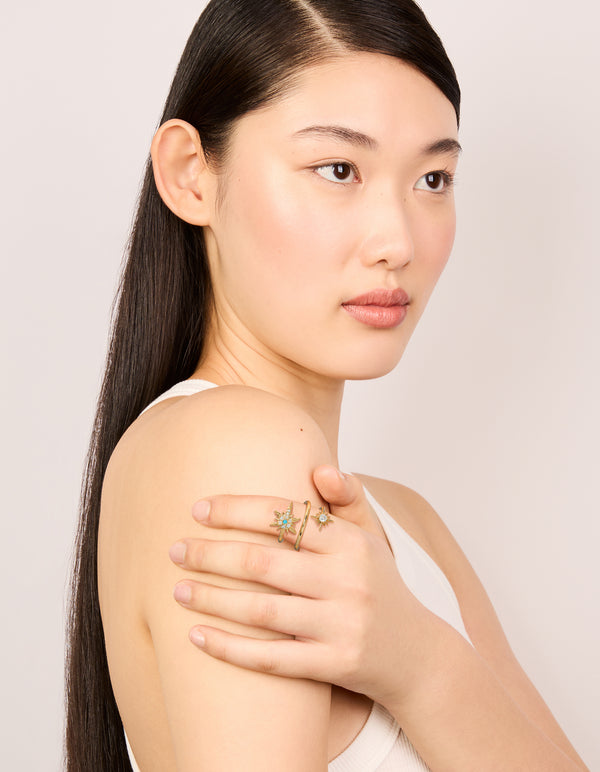 Gold Plated Cubic Zirconia Shooting Star Ring