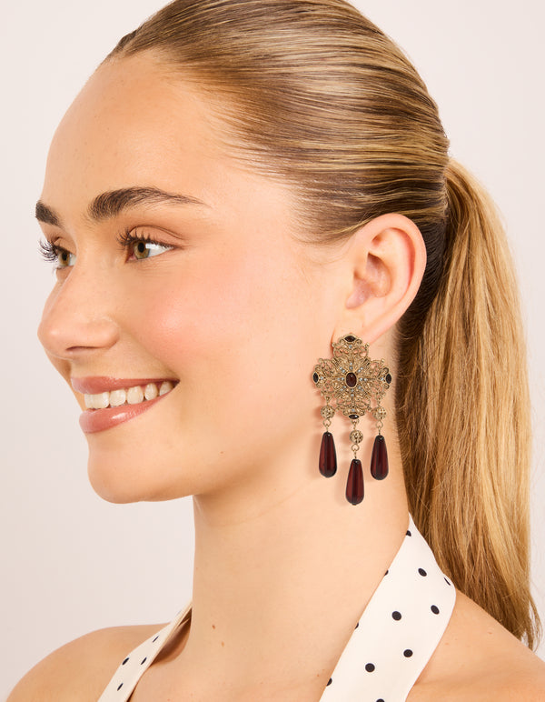 Antique Gold Art Deco Drop Earrings