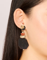 Gold Acrylic Stone Drop Threader Earrings - link has visual effect only