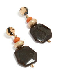 Gold Acrylic Stone Drop Threader Earrings - link has visual effect only