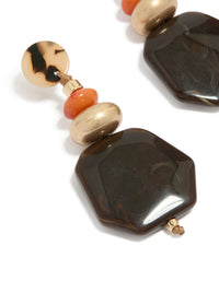 Gold Acrylic Stone Drop Threader Earrings - link has visual effect only