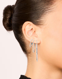 Waterproof Stainless Steel Extra Thin Hoop Earrings 3-Pack - link has visual effect only