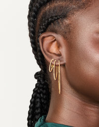 Waterproof Gold Plated Stainless Steel Extra Thin Hoop Earrings 3-Pack - link has visual effect only