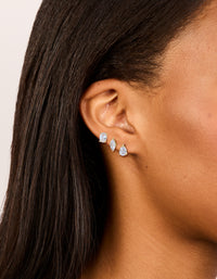 Waterproof Gold Plated Stainless Steel Cubic Zirconia Classic Stud Earrings 3-Pack - link has visual effect only