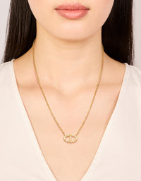 Waterproof Gold Plated Stainless Steel Cubic Zirconia Oval Pendant Necklace - link has visual effect only