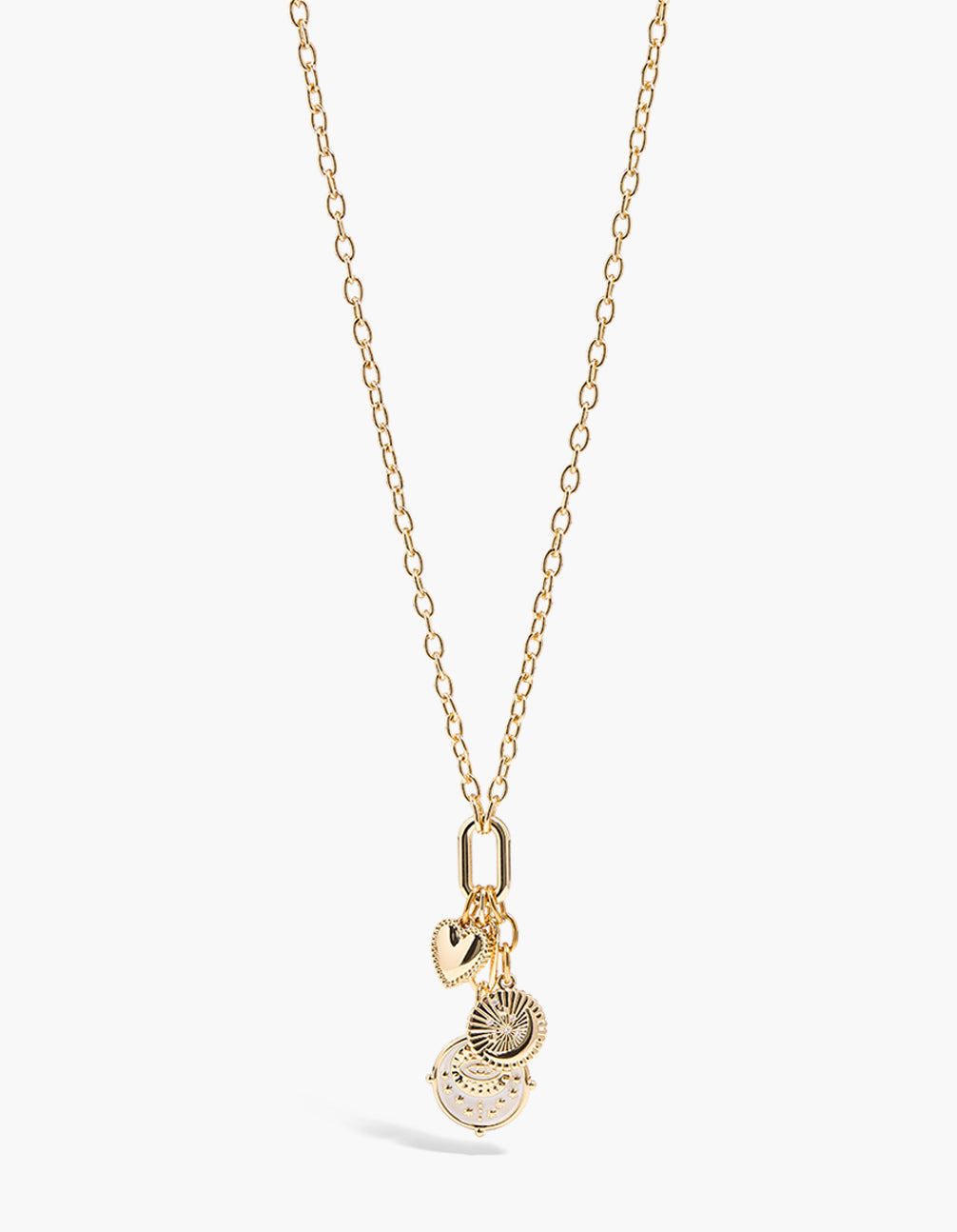 Waterproof Gold Plated Stainless Steel Heart & Celestial Charm Necklace