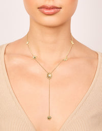 Waterproof Gold Plated Stainless Steel Celestial Pendant Y-Necklace - link has visual effect only