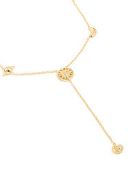 Waterproof Gold Plated Stainless Steel Celestial Pendant Y-Necklace - link has visual effect only