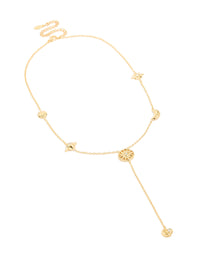 Waterproof Gold Plated Stainless Steel Celestial Pendant Y-Necklace - link has visual effect only