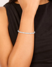 Waterproof Stainless Steel Marquise & Round Cubic Zirconia Wrist Cuff - link has visual effect only