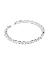 Waterproof Stainless Steel Marquise & Round Cubic Zirconia Wrist Cuff - link has visual effect only