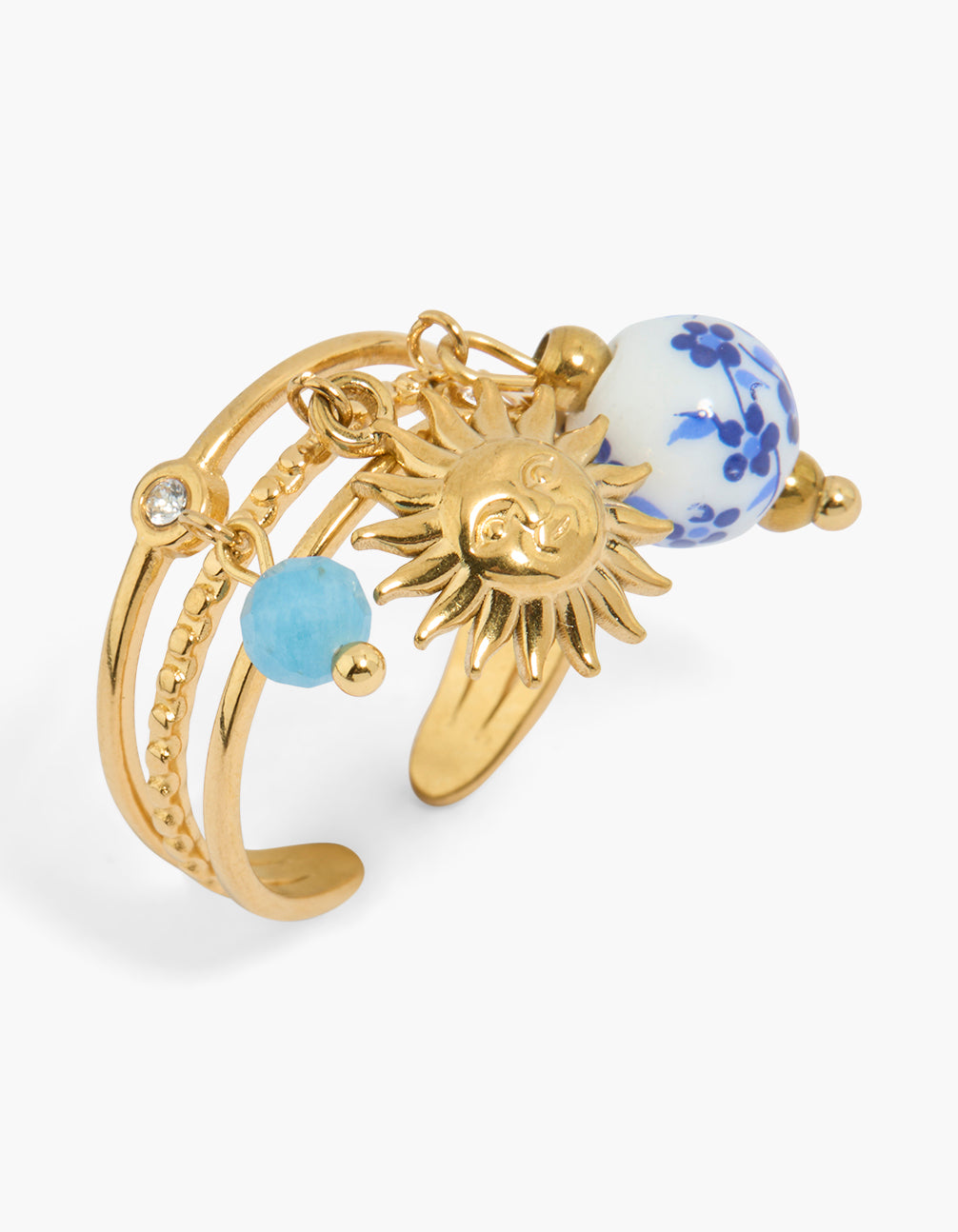 Waterproof Gold Plated Stainless Steel Painted Celestial Drop Ring