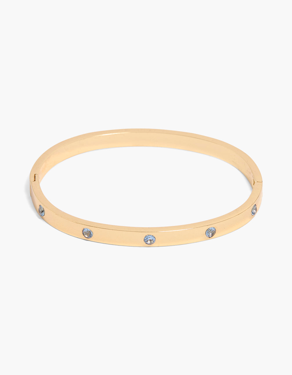 Waterproof Gold Plated Stainless Steel Diamantes Hinged Bangle