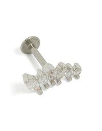 Featuring crawler style earrings crafted from surgical steel with cubic zirconia stones and flat back stud closure front view - link has visual effect only