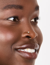 Presenting gold plated titanium cubic zirconia mixed nose rings in a 3-pack with crystal and diamond accents in clear stone nose view - link has visual effect only