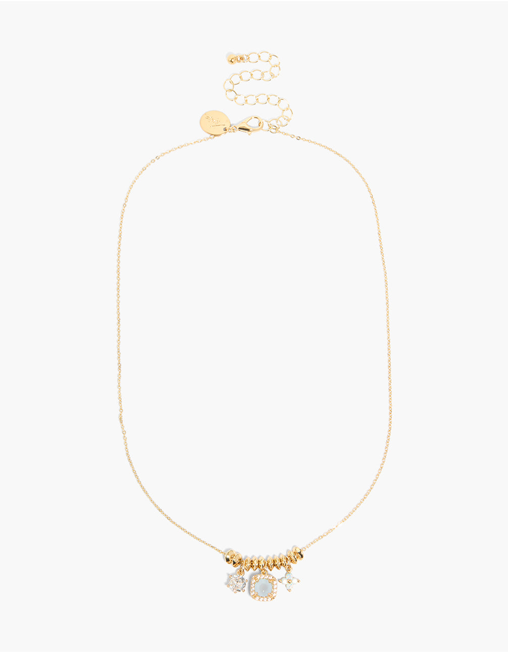 Gold Plated Multicoloured Cubic Zirconia Mix Charm Rondelle Necklace