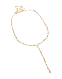 Gold Plated Cubic Zirconia Blue Circle Detail Y-Necklace - link has visual effect only