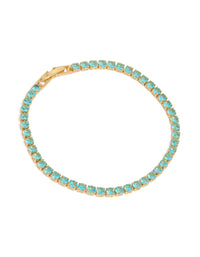 Gold Plated Cubic Zirconia Blue Tennis Bracelet - link has visual effect only