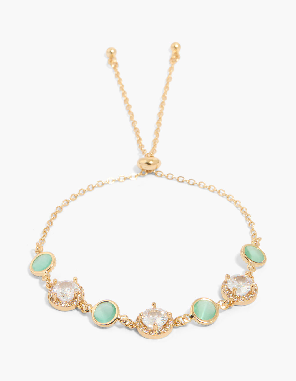 Gold Plated Blue Cubic Zirconia Large Round Halo Toggle Bracelet