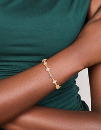 Gold Plated Ivory Cubic Zirconia Flower Bracelet - link has visual effect only
