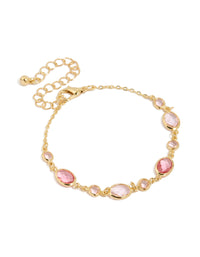 Gold Plated Mixed Pink Cubic Zirconia Oval Bracelet - link has visual effect only