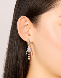 Gold Plated Pink Cubic Zirconia Drop Detail Earrings - link has visual effect only