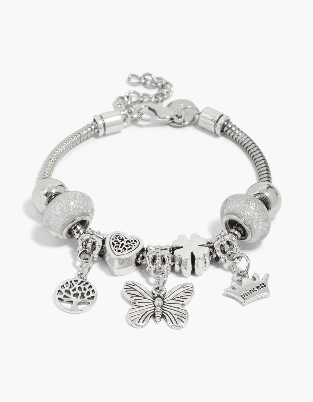 Silver Butterfly & Tree Charm Bracelet