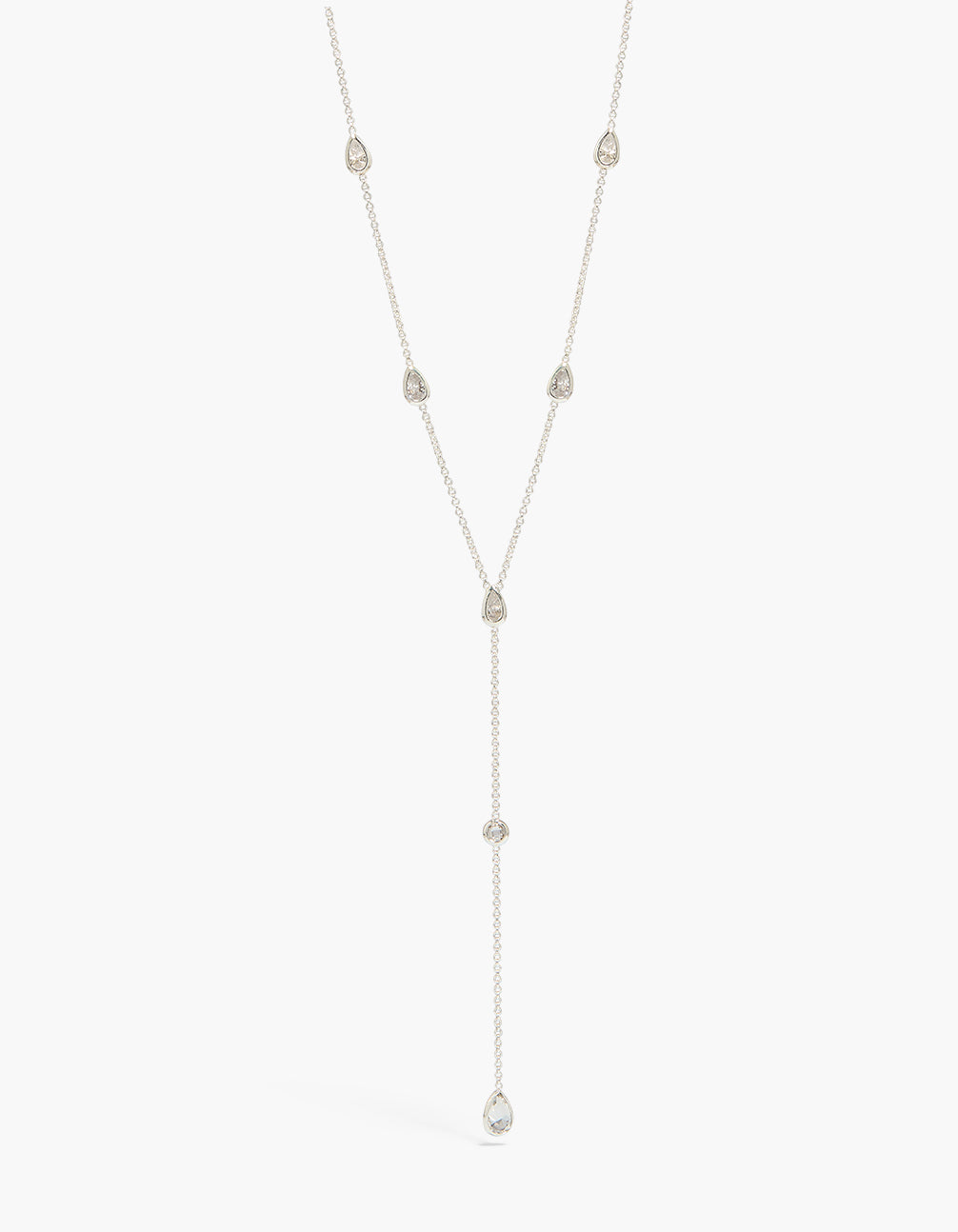 Silver Plated Cubic Zirconia Lariat Y-Necklace