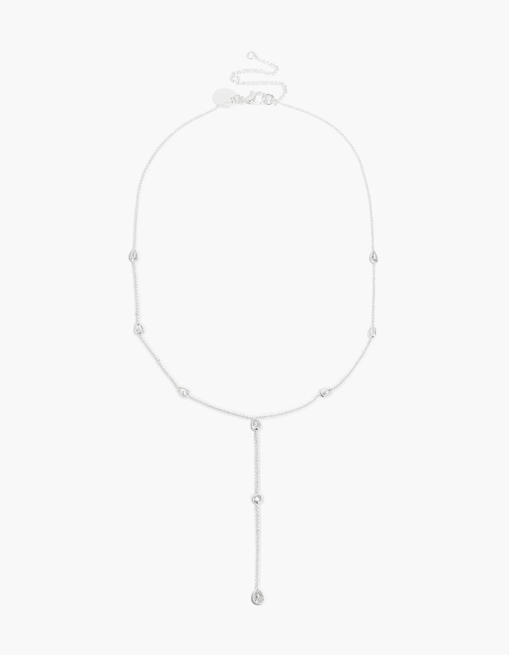 Silver Plated Cubic Zirconia Lariat Y-Necklace