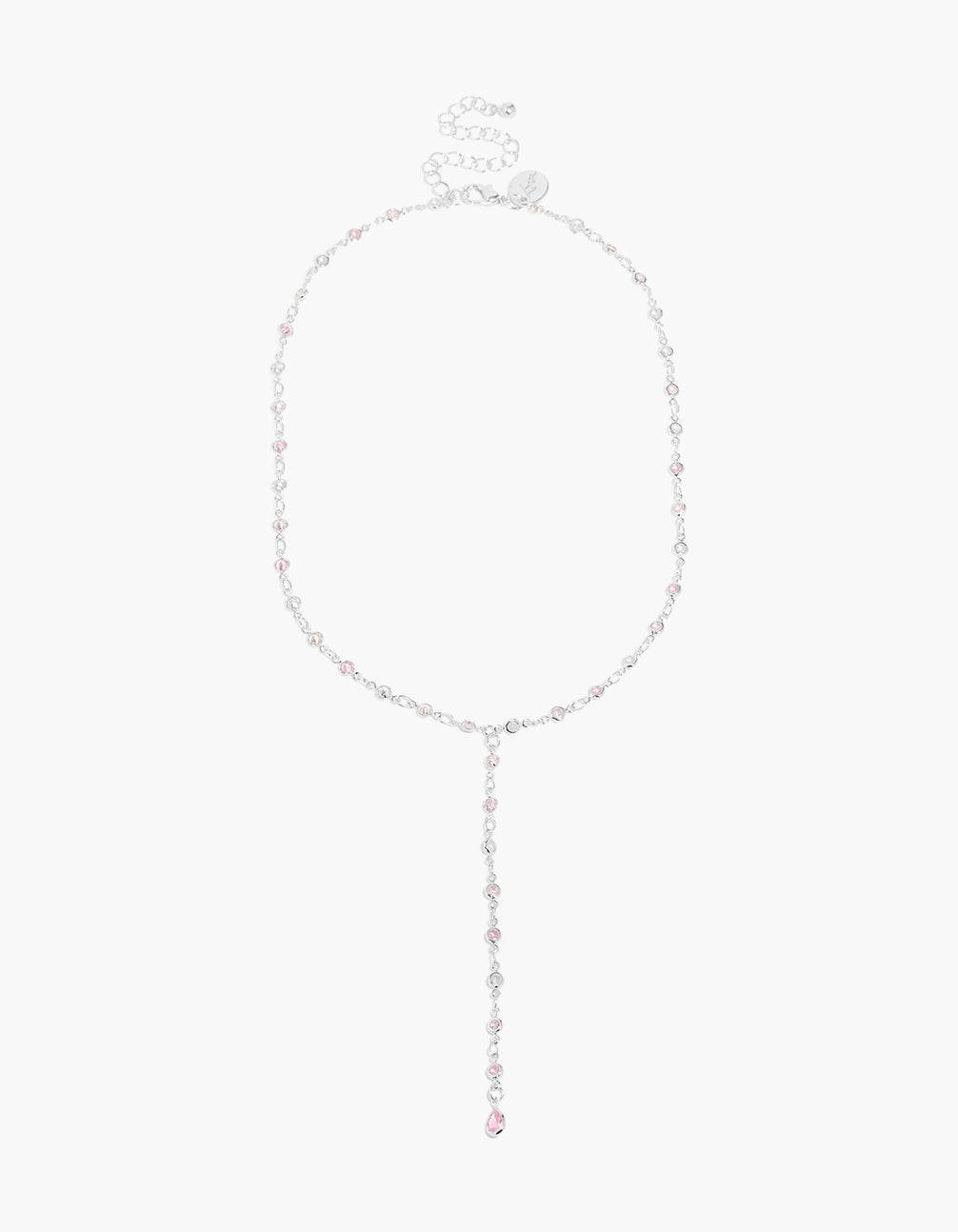 Silver Plated Cubic Zirconia Circle Details Y-Necklace