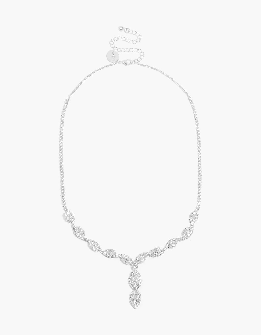 Silver Plated Cubic Zirconia Vines Marquise Y-Necklace
