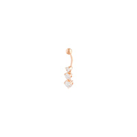 Rose Gold Surgical Steel Cubic Zirconia Trio Drop Belly Bar - link has visual effect only