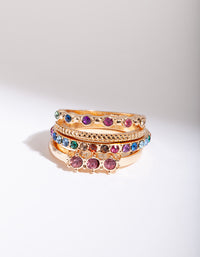 Gold Diamante Rainbow Ring Stack - link has visual effect only